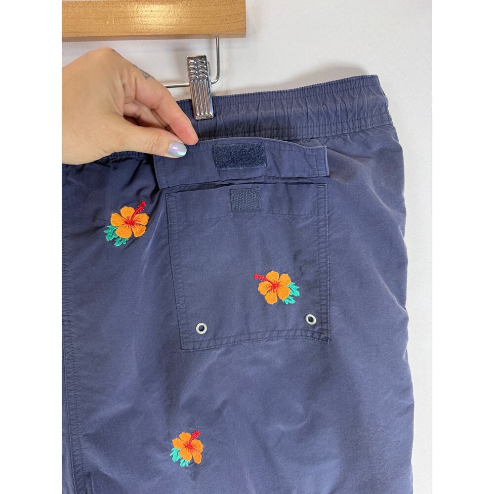 Brooks Brothers Mens XL Swim Trunks Navy Hibiscus Embroidered Mesh Lined - Picture 6 of 10